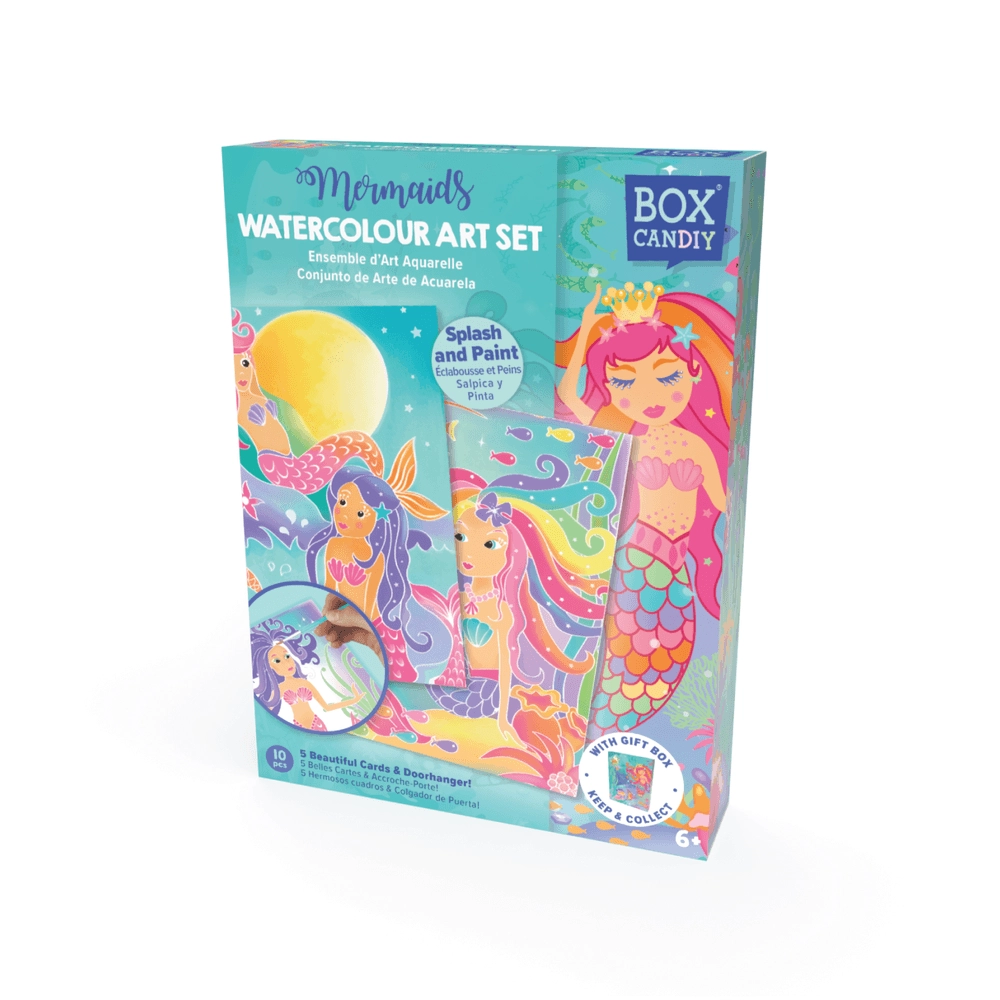 Mermaids Watercolor Art Set - 2 brushes 6 watercolor paints