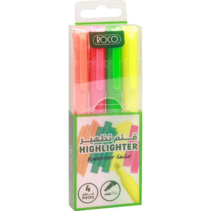 Roco 130 Slim Highlighter - Assorted Color Chisel Tip