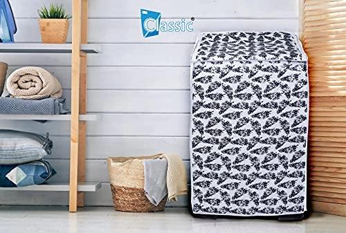 Top Load Washing Machine Cover - 6kg-7.5kg Black Flower