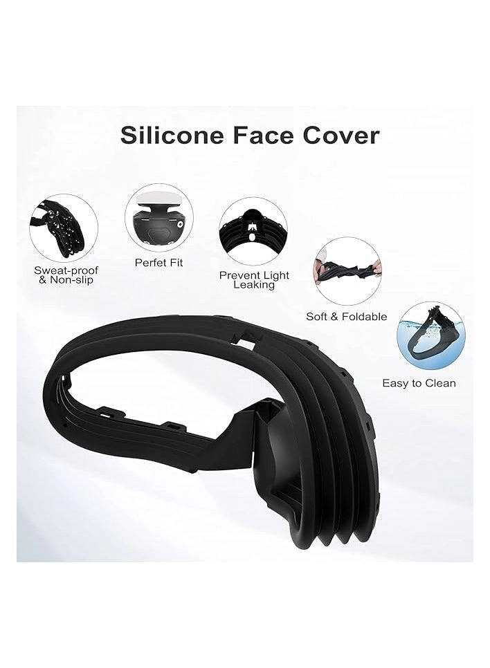 PSVR shell cover + VR face cover + lens dust cover + VR controller thumb grips - 2 Pack + Game Controller Non-Slip Silicone Pad - 2 Pack