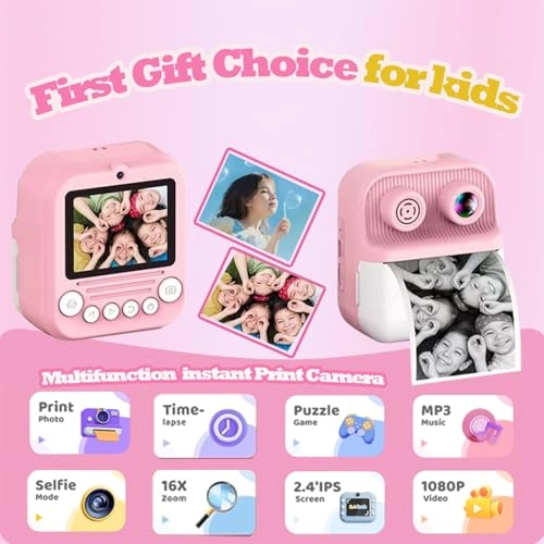 Kids Digital Camera With Instant Print - 48MP 1080P