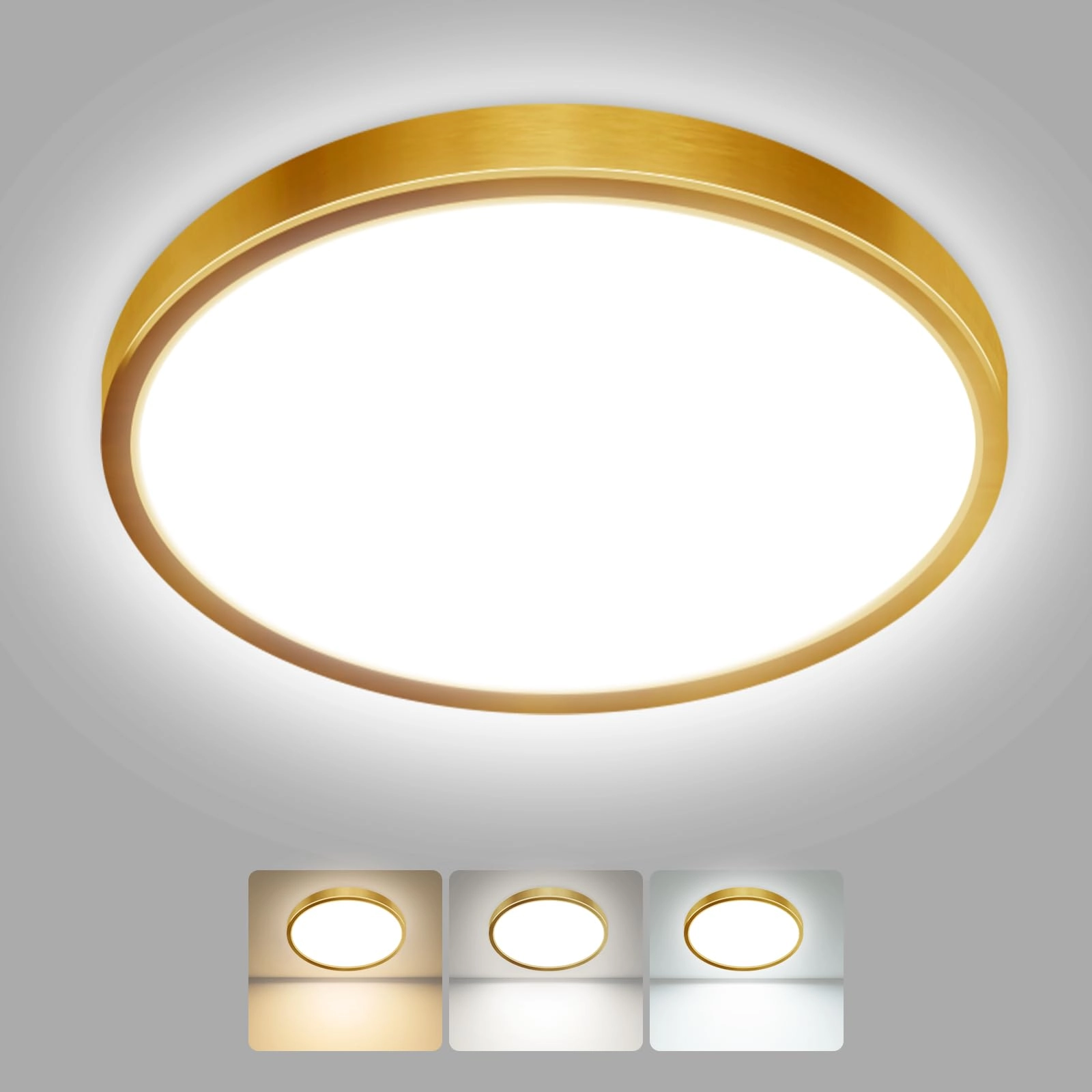 Flush Mount LED Ceiling Light - 3000K 4500K 6000K Dimmable
