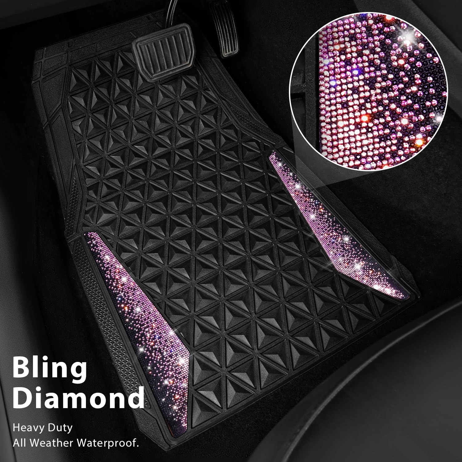 Bling Diamond Car Mats - 4.0 Count Universal Fit