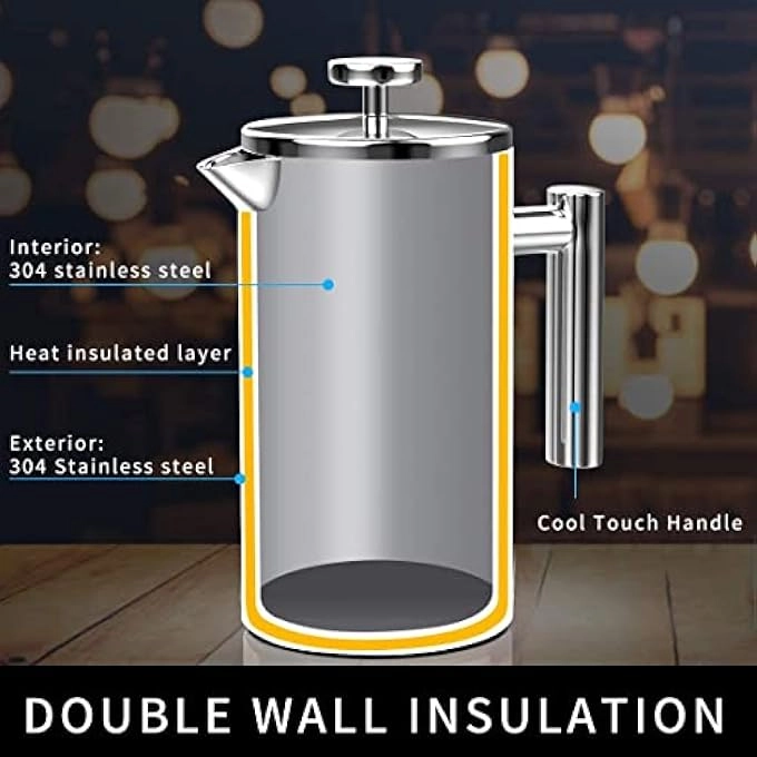 French Press - Double Wall Insulated With Filter