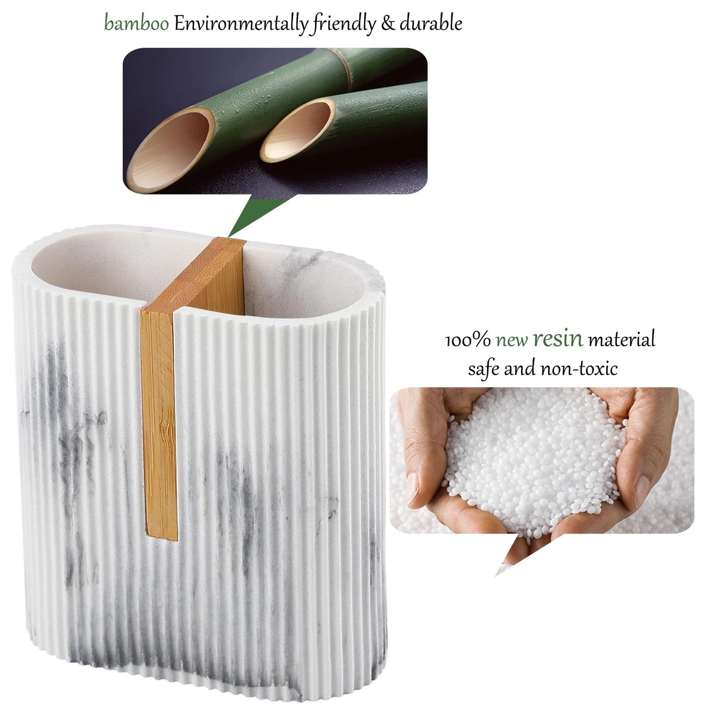Toothbrush Holder - Matte White Bamboo