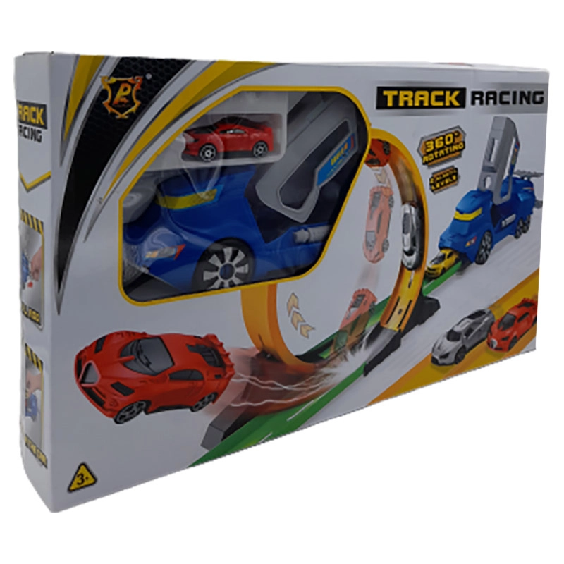 Loop Track With Launcher And Car - 360 Degrees Rotating 2 Elastic Levels