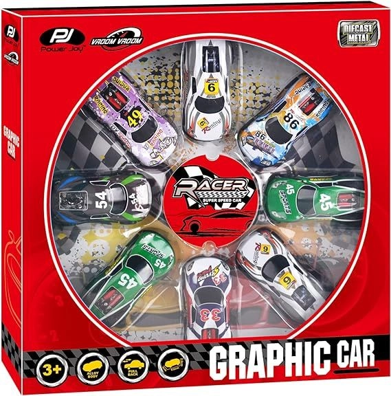 Vroom Vroom Pullback Graphic Car - 1:64 8pcs