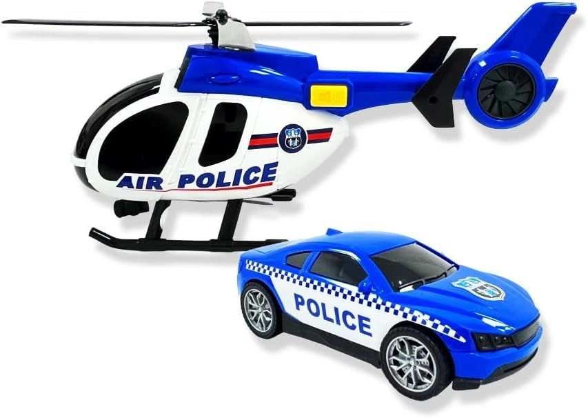 Helicopter & Sports Car Firemen Playset - 1:14