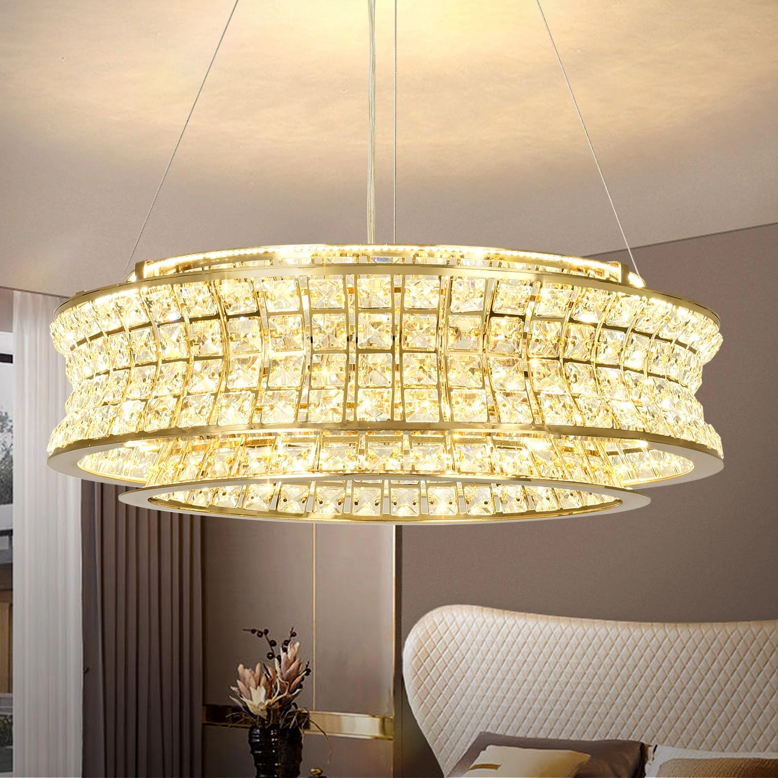 KUNYEEE Chandelier - 20 Inch Warm White