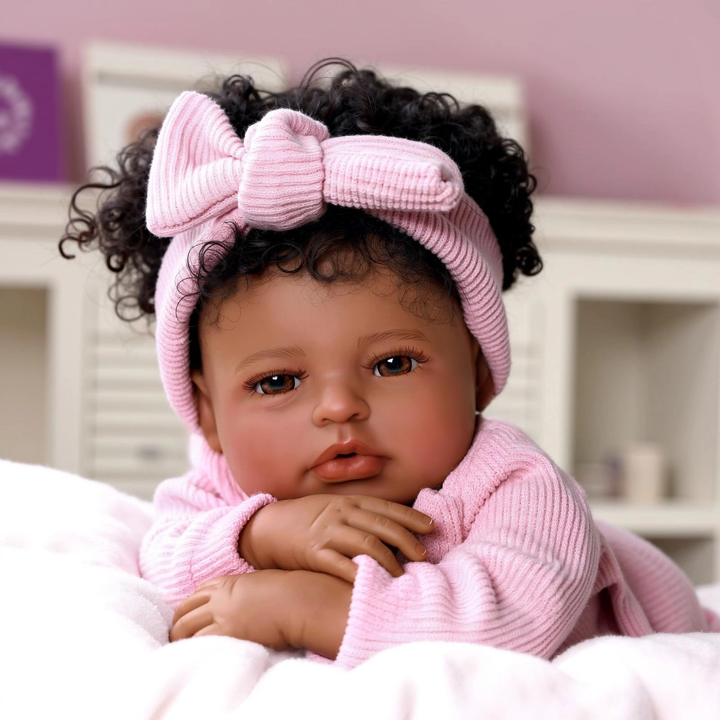 Reborn Baby Doll - 20 Inch Soft Cloth Body Black Girl Ages 3+