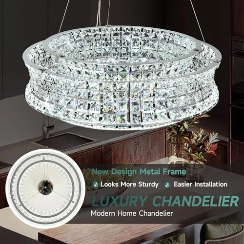 Modern Crystal Chandelier - 3000K 4000K 6000K 3-level dimming