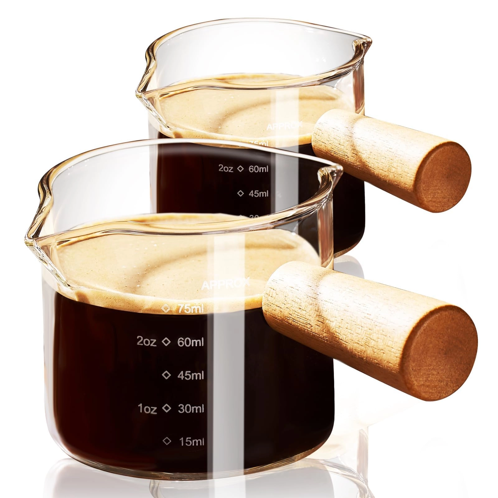 PARACITY Espresso Cups with Wood Handle - 2 pcs