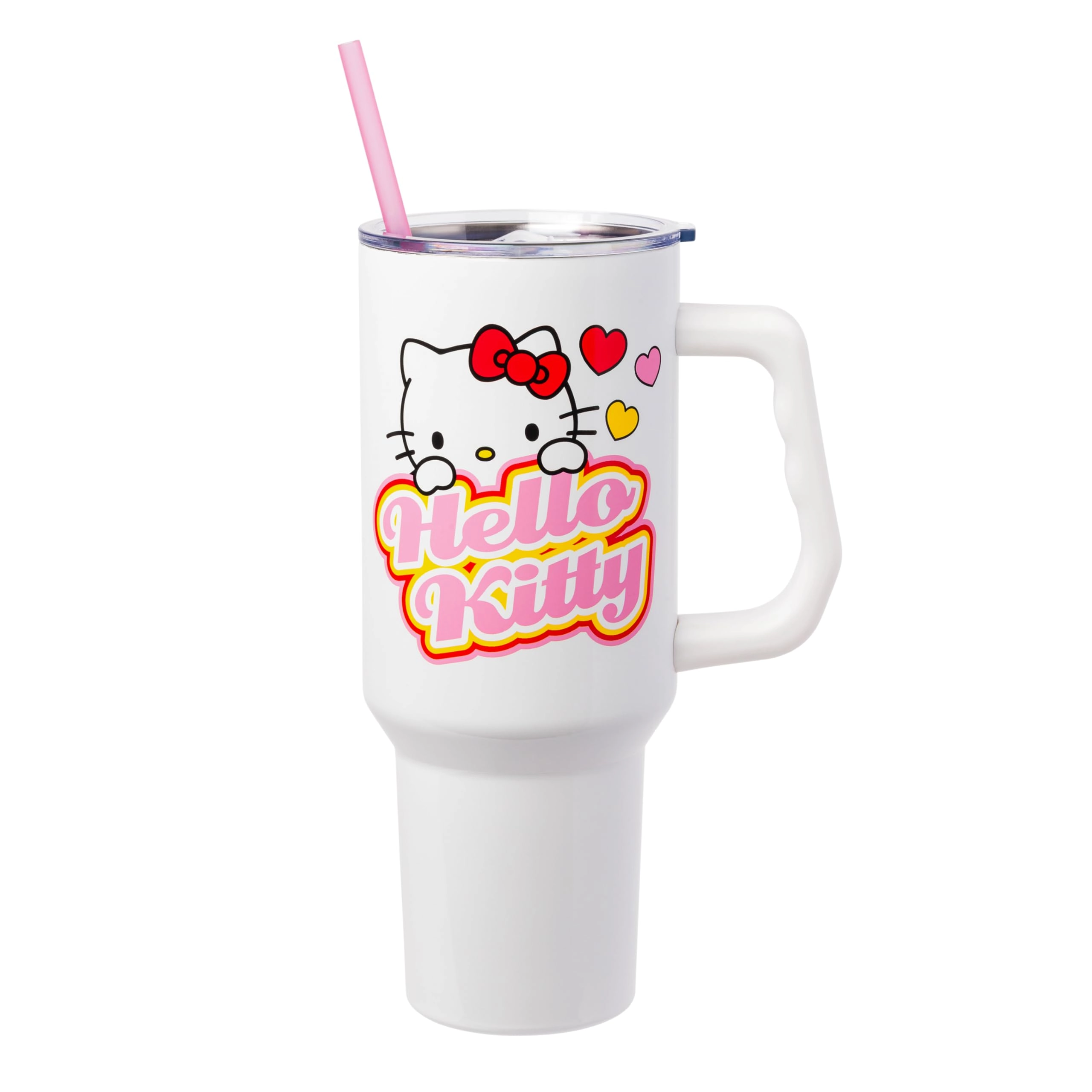 Silver Buffalo Stainless Steel Hello Kitty Name and Hearts Double Walled Tumbler - 1180ml