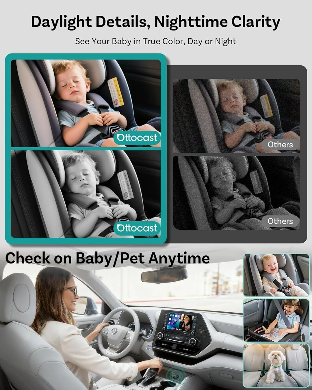 Cabin Care CarPlay Adapter - USB-A Plug & Play + Mini Rear Seat Camera - 1080P