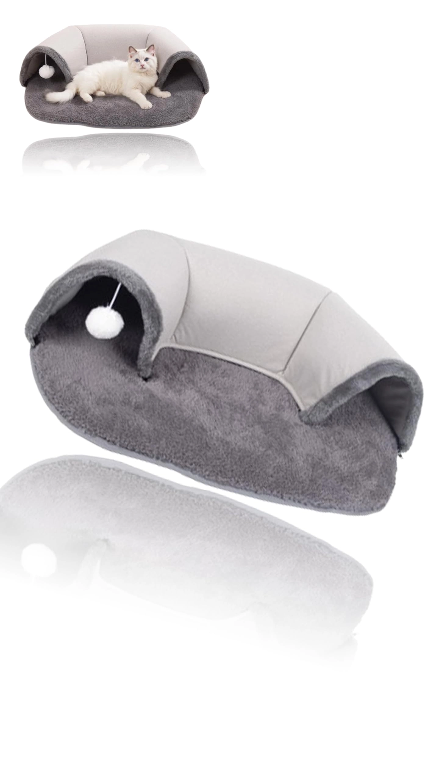DAOKEWEI 2-in-1 Cat Tunnel & Bed - 75cmx53cm Suede
