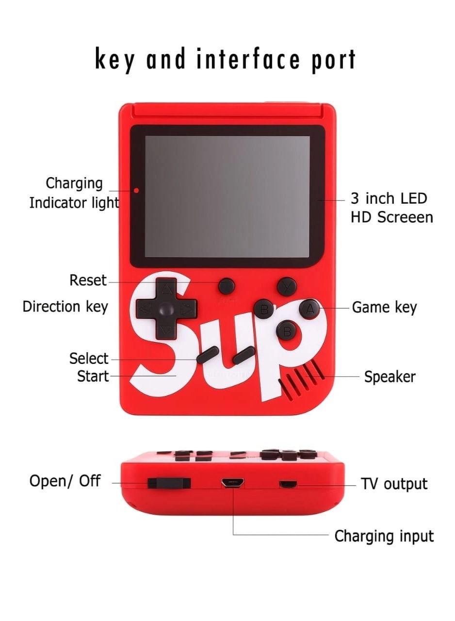 Handheld Game Console - 400 Built-in Games 3-Inch Color Screen Rechargeable Battery