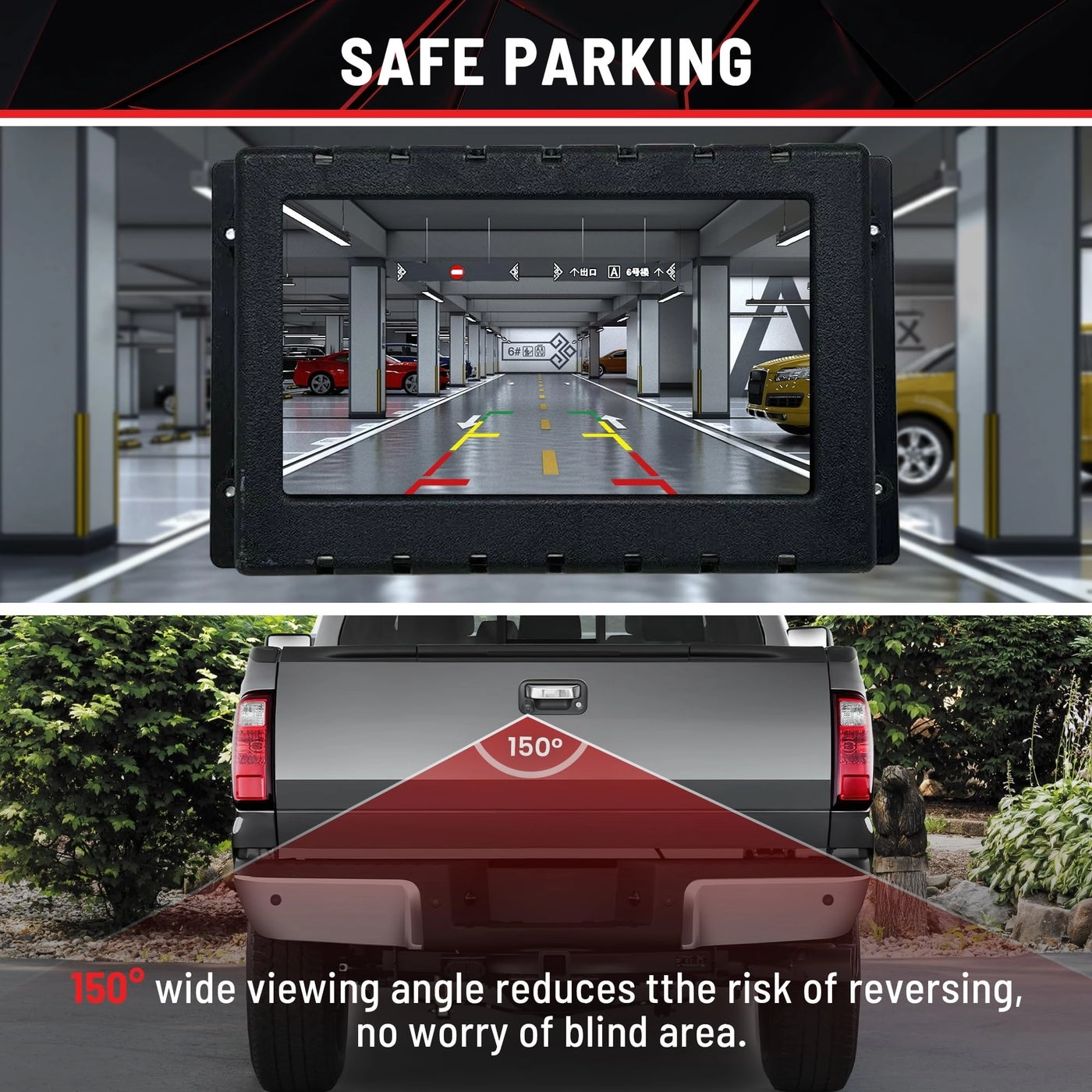 Tailgate Handle Reverse Backup Camera - Chrome RCA Connector