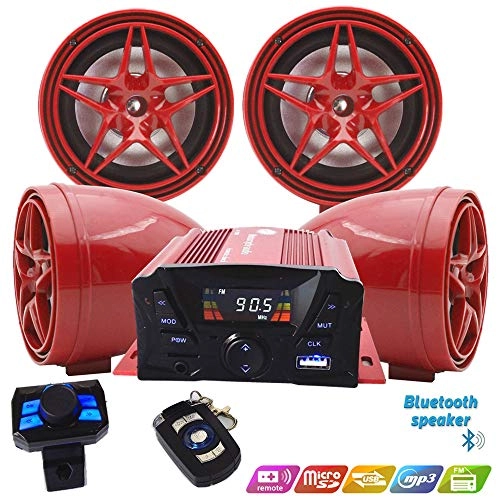12V Motorcycle Waterproof FM USB 4 Channel 3 Inch UTV ATV Bluetooth Amplifier - 4 speakers