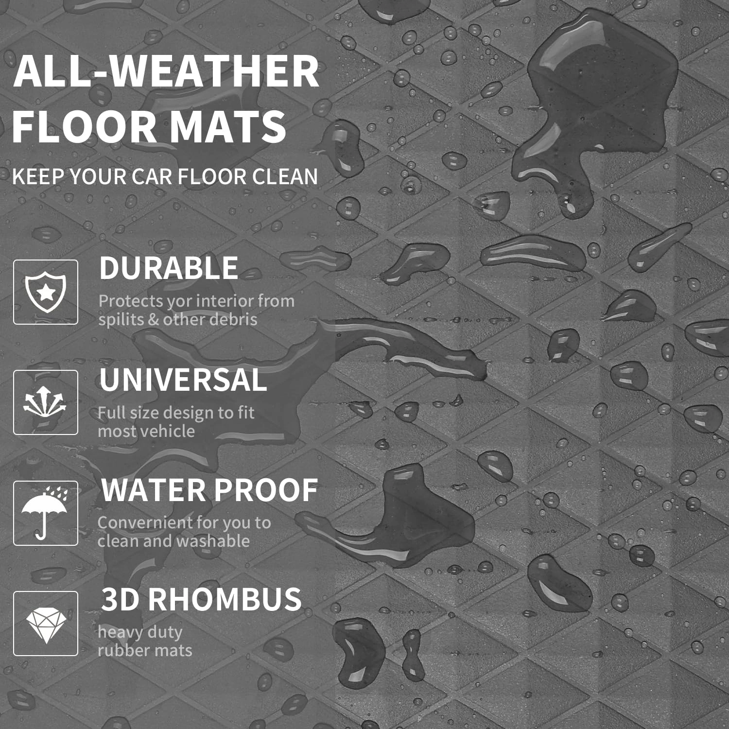 Floor Mats - Gray Rubber 4 Pcs