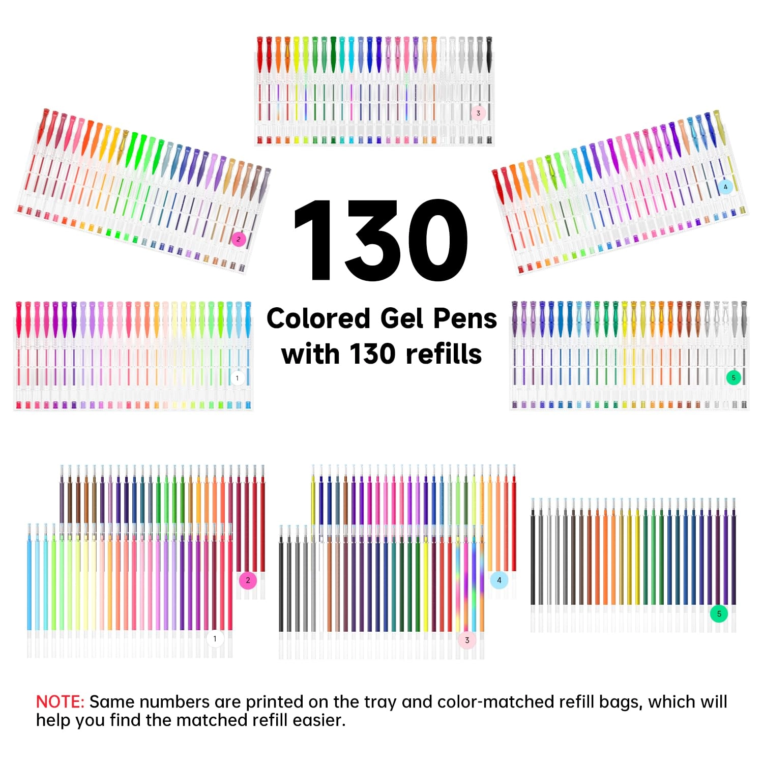Gel Pens for Colouring - 260 Pack 0_8mm,1_0mm