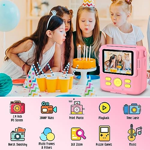Instant Camera for Kids - 2.4 Inch 1080P 32GB