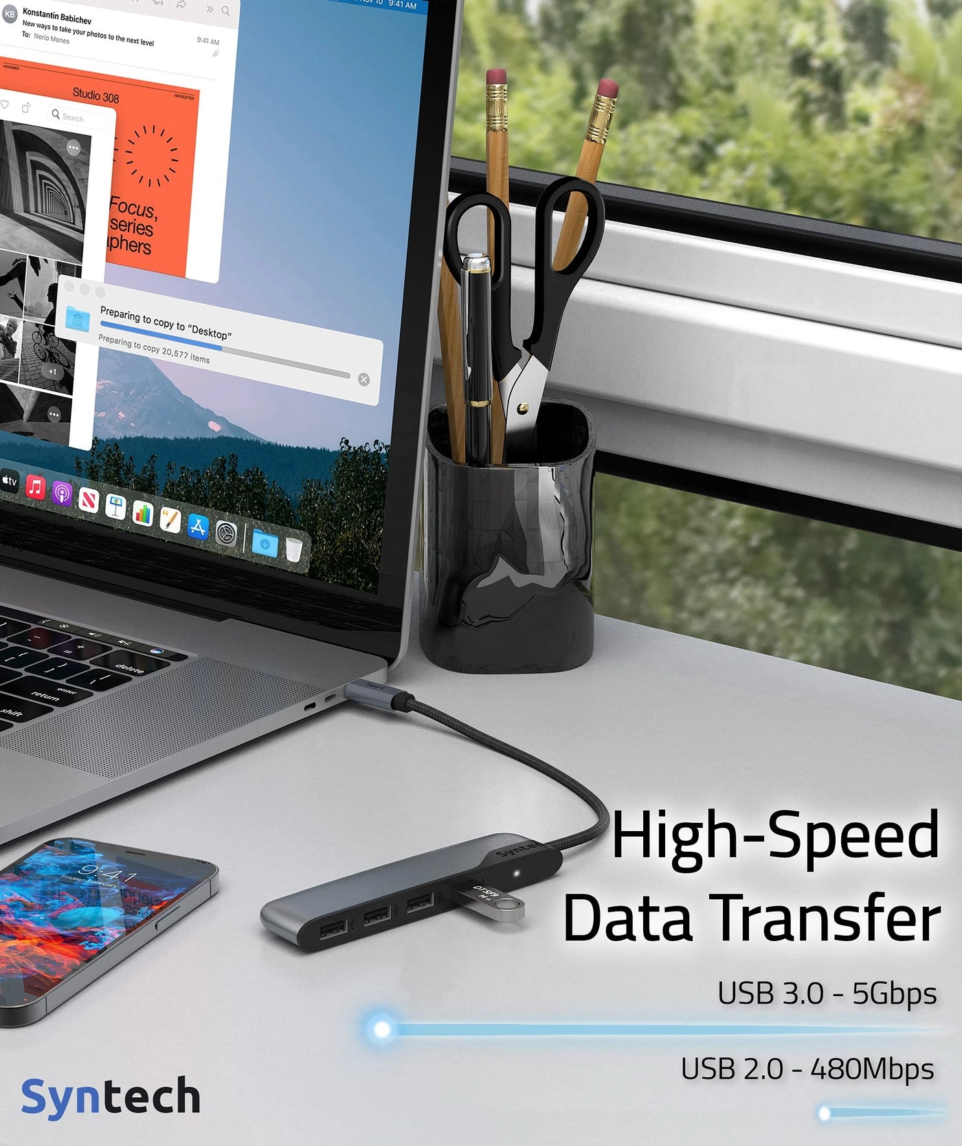 USB C to USB Hub - 4 Ports USB 3.0