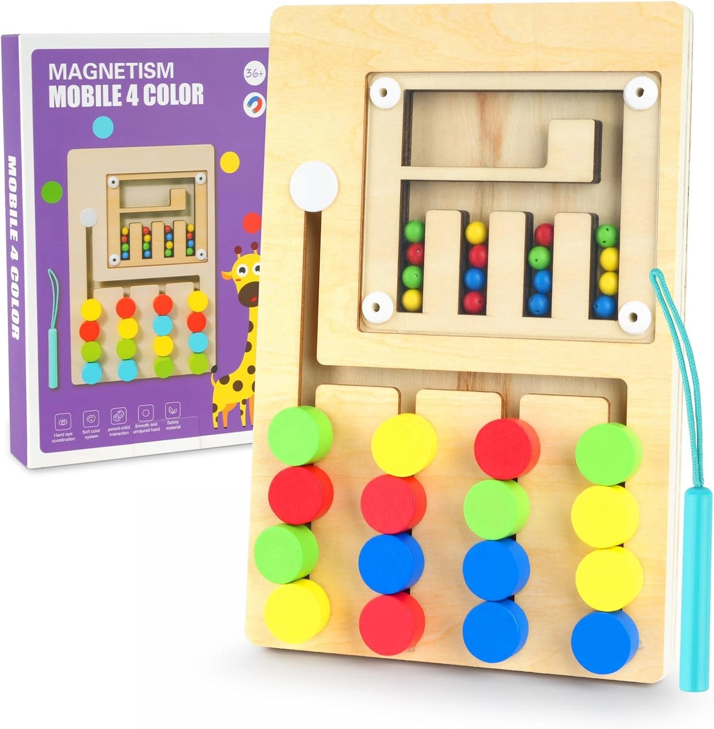 shinetoy entertain kids Mobile 4 Color Game Wooden Color Matching Puzzle - 3 years+