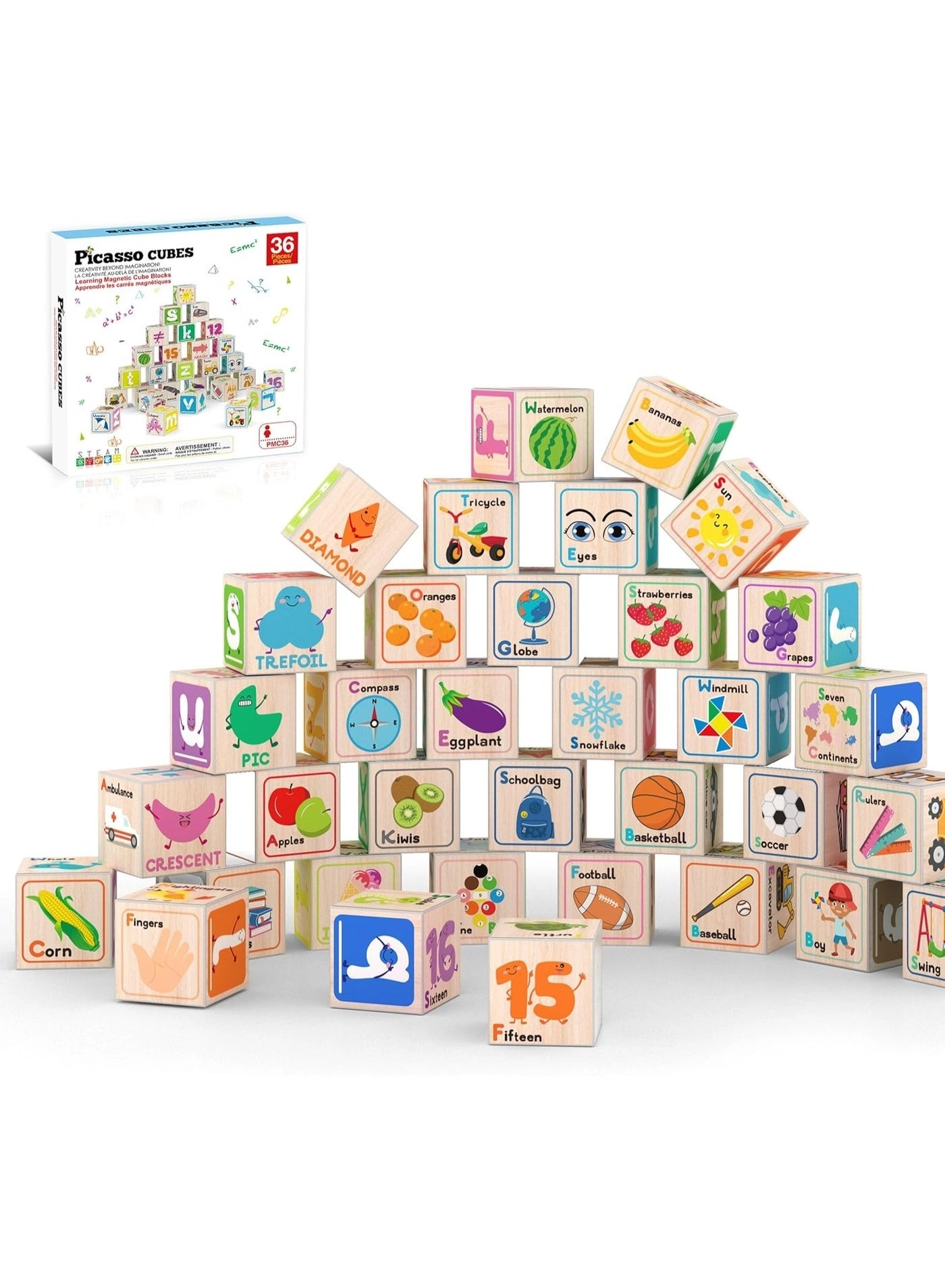 PicassoTiles Magnetic Cubes - 3+ Years 36 pieces