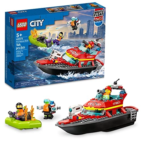 City Fire Rescue Boat (60373) - Floats on Water 3 Minifigures