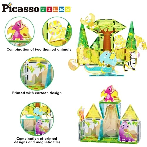 Magnet Tiles - Safari Animals Dinosaur 52pcs