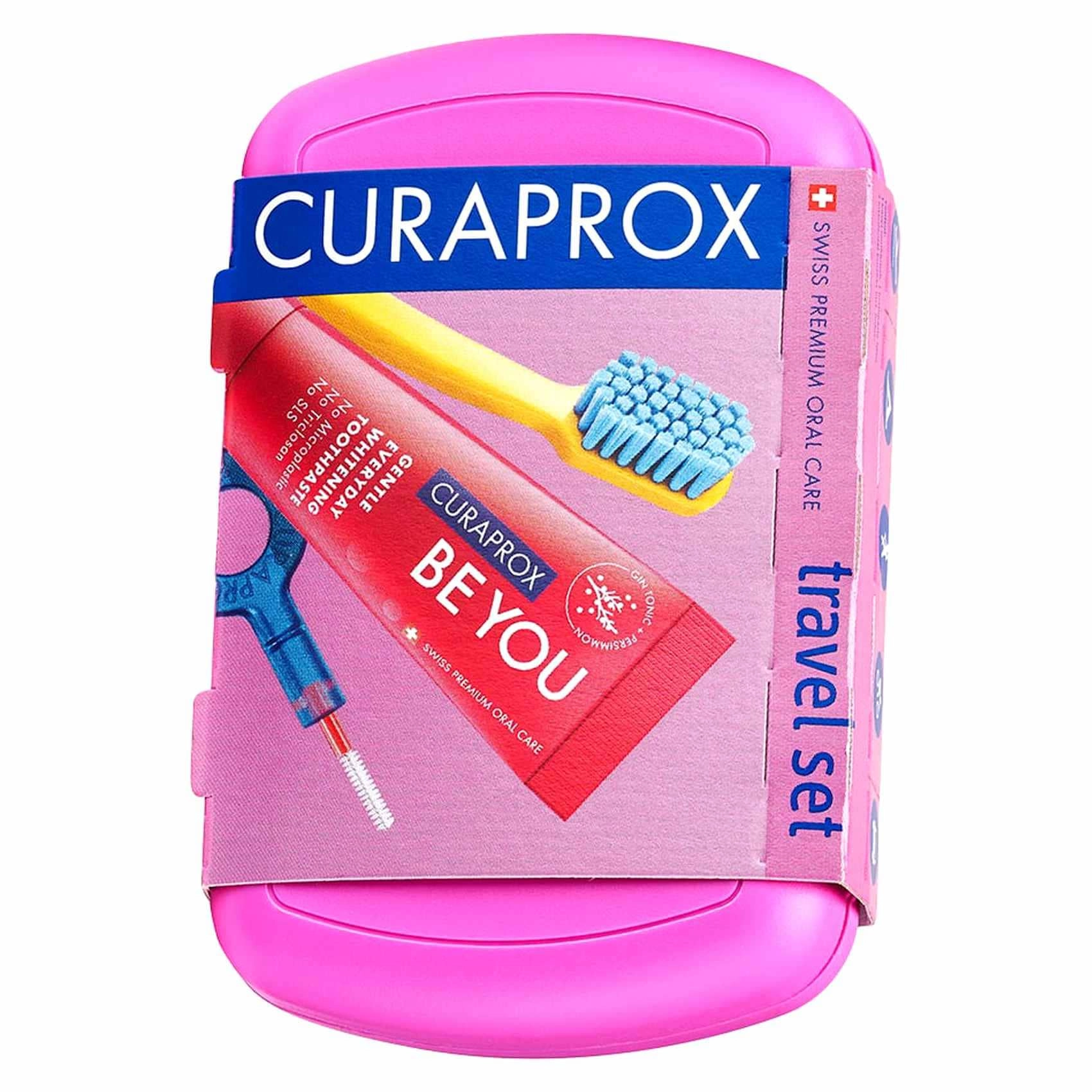 Curaprox Be You - Gentle Everyday Whitening Gin Tonic and Persimmon Toothpaste + Travel Set Toothbrush - Pink