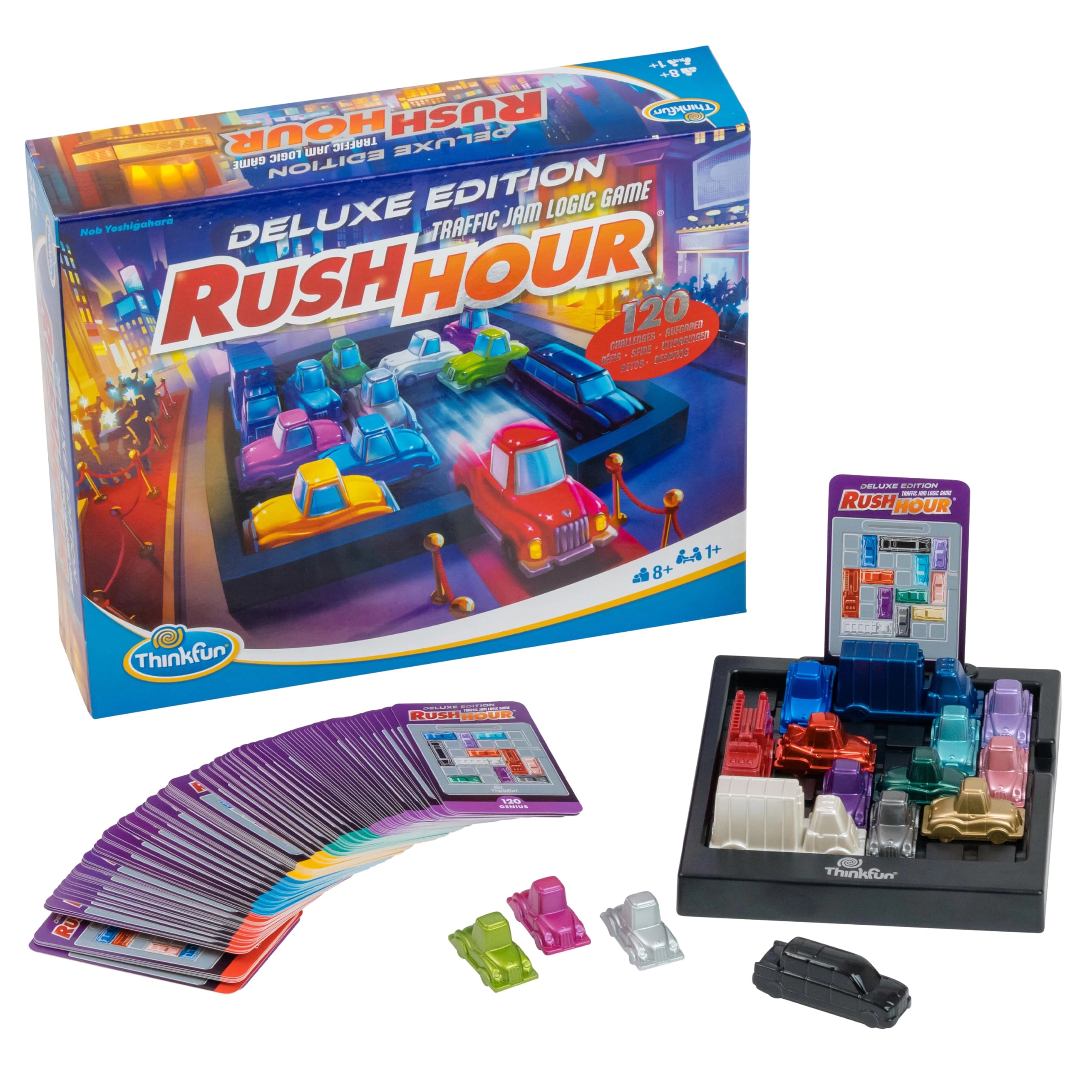ThinkFun Rush Hour Deluxe - Logic Game 120 Puzzles Metallic Cars