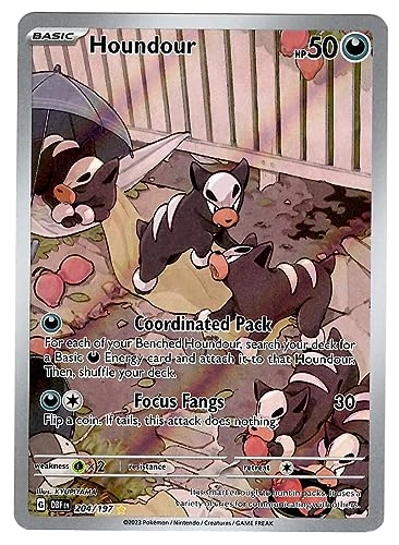 Houndour 204/197 - Obsidian Flames Illustration Rare Holo Foil Full Art