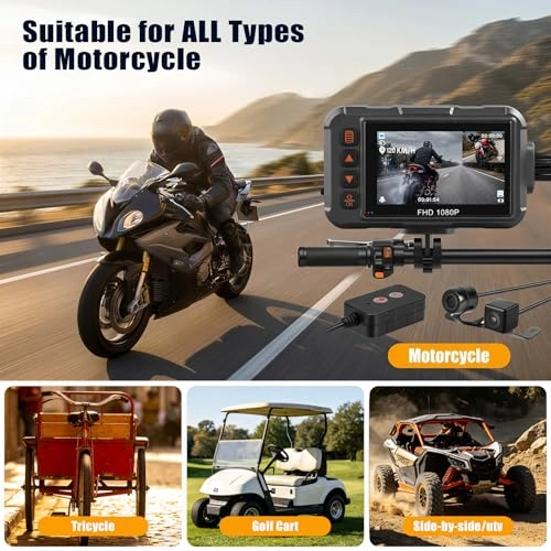 GPS Waterproof Motorcycle Dash Camera - 1080P