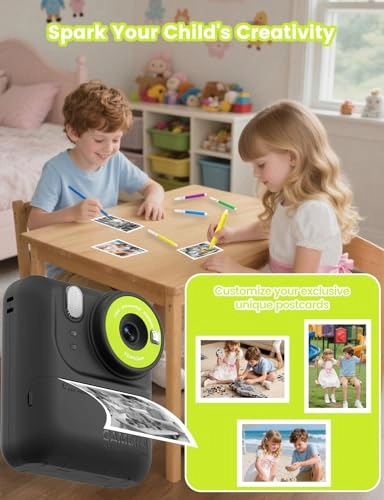 Kids Print Camera - Instant Printing 1080P Videos Red Bundle