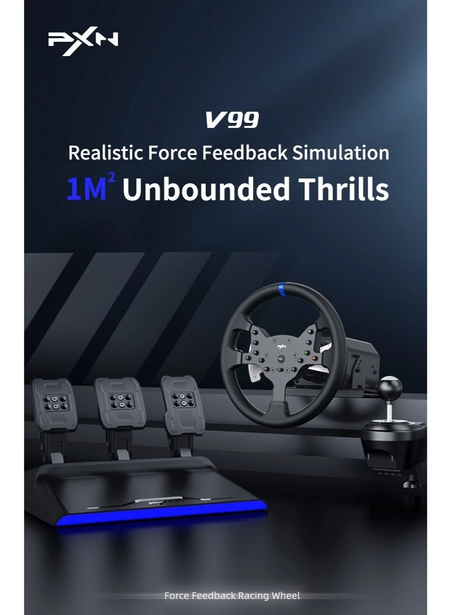 V99 Racing Wheel & Pedals - PC PS4 PS3 Xbox One Xbox Series X/S