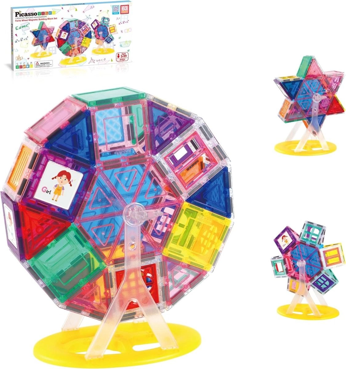 Picasso Magnetic Tiles Ferris Wheel - 63 pcs