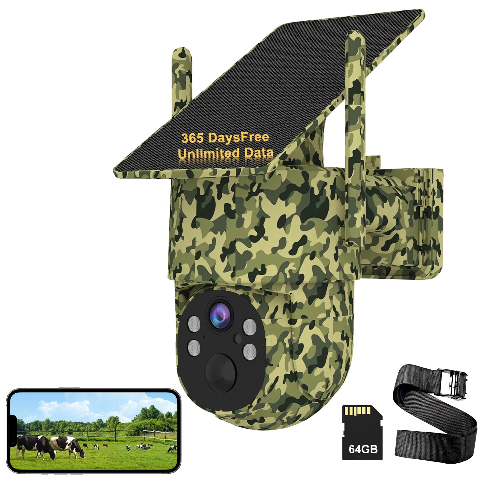 huataoxiaodian 4G LTE Cellular Solar Security Camera 2K