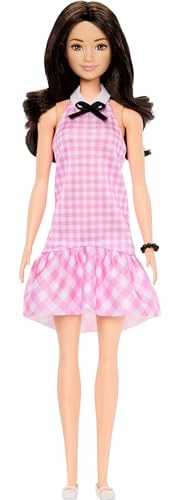 Fashionistas #224 - Black Wavy Hair Pink Gingham Dress Ages 3+