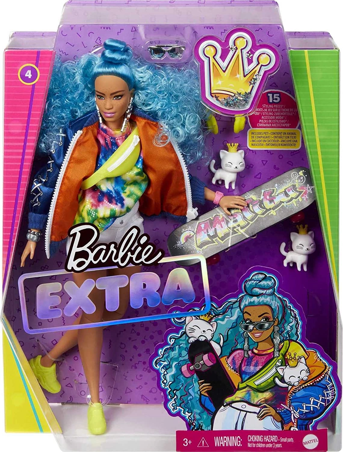 Barbie Extra - Curvy Blue Curly Hair Ages 3+