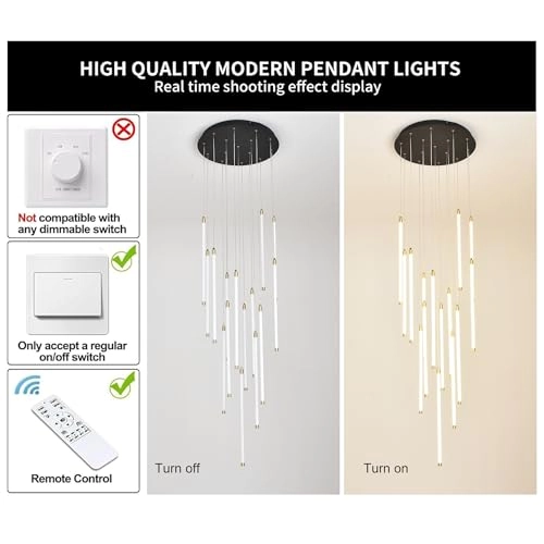 15-Lights Chandelier - 3000K-6000K Dimmable