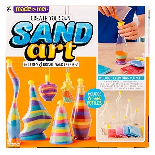 made by me Create Your Own Sand Art - 4 Sand Bottles 2 Pendent Bottles 8 Bright Sand Colors Bundle