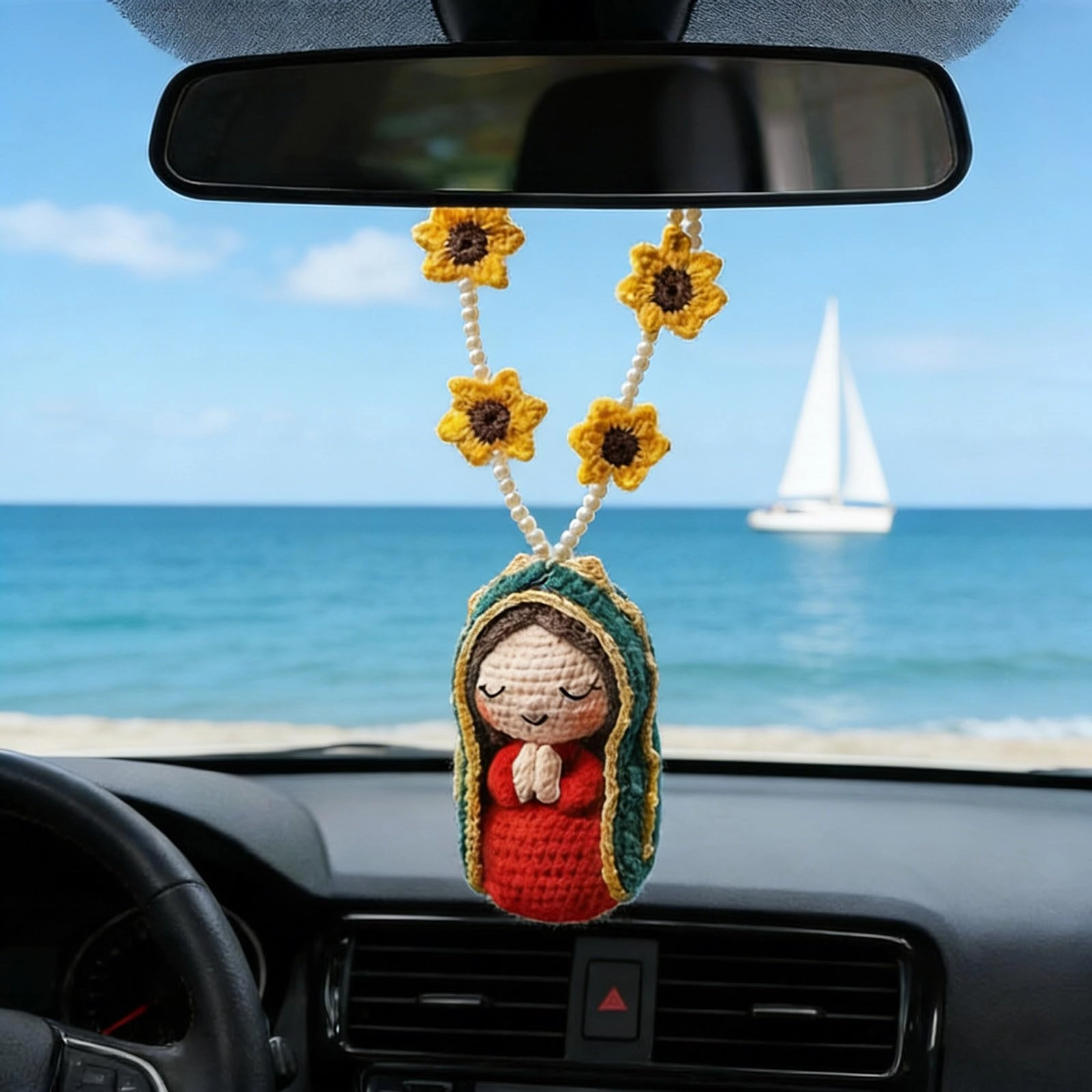 Generic Virgin Mary Crochet Car Charm - Polyester