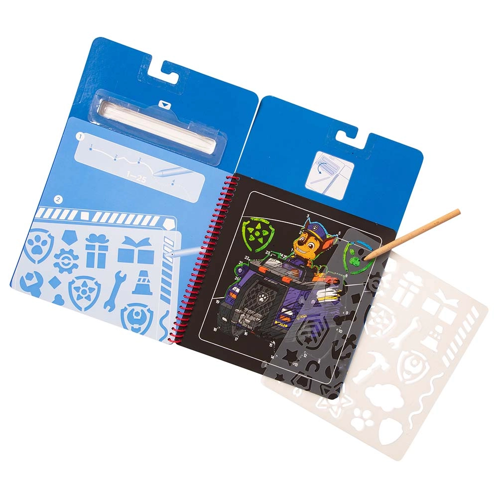 Paw Patrol Scratch Art Pad - 10 scenes wooden stylus