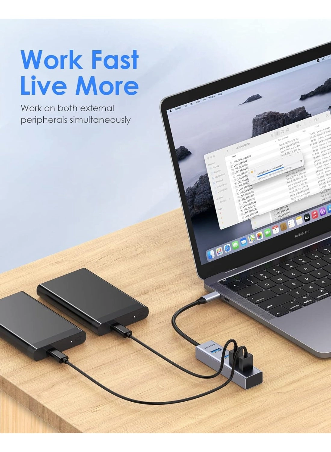 USB C Hub - 4 USB 3.0 Ports Space Gray
