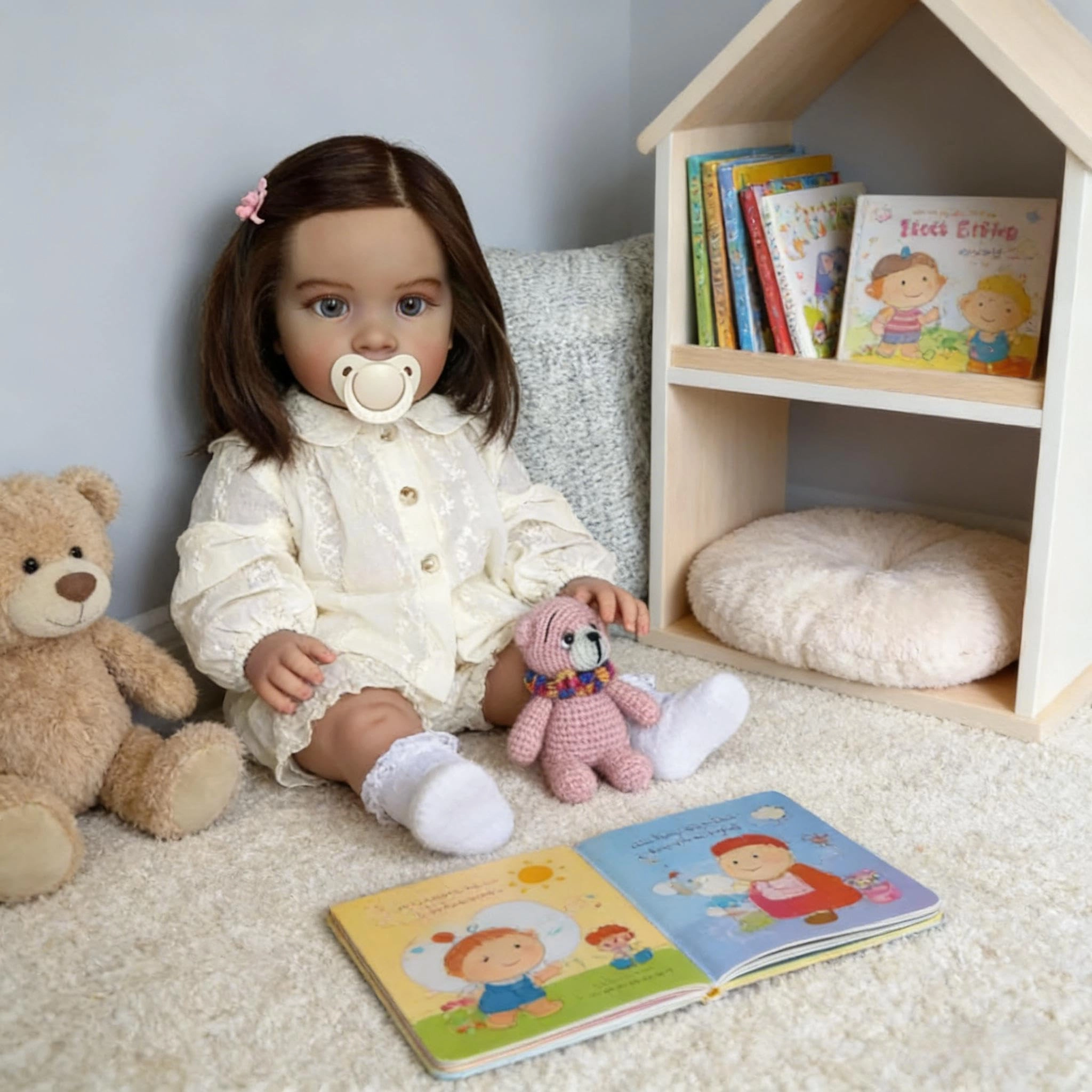 Pippa Reborn Baby Doll - 26 inch Cotton Vinyl Hand-rooted Curly Hair Ages 3+