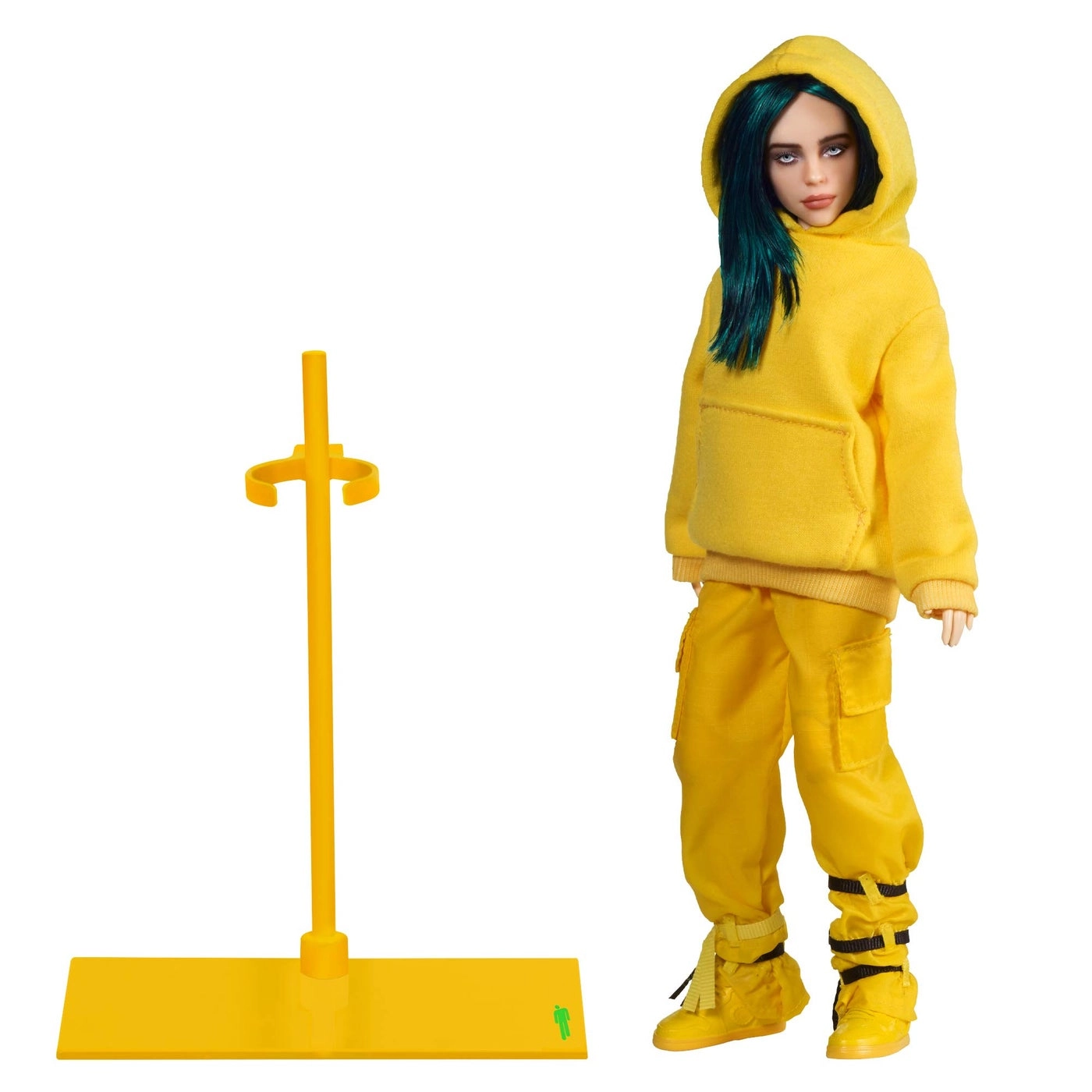 Billie Eilish Fashion Doll - 10.5" Tall Teal Colored Rooted Hair Yellow Hooded Sweatshirt And Pants
