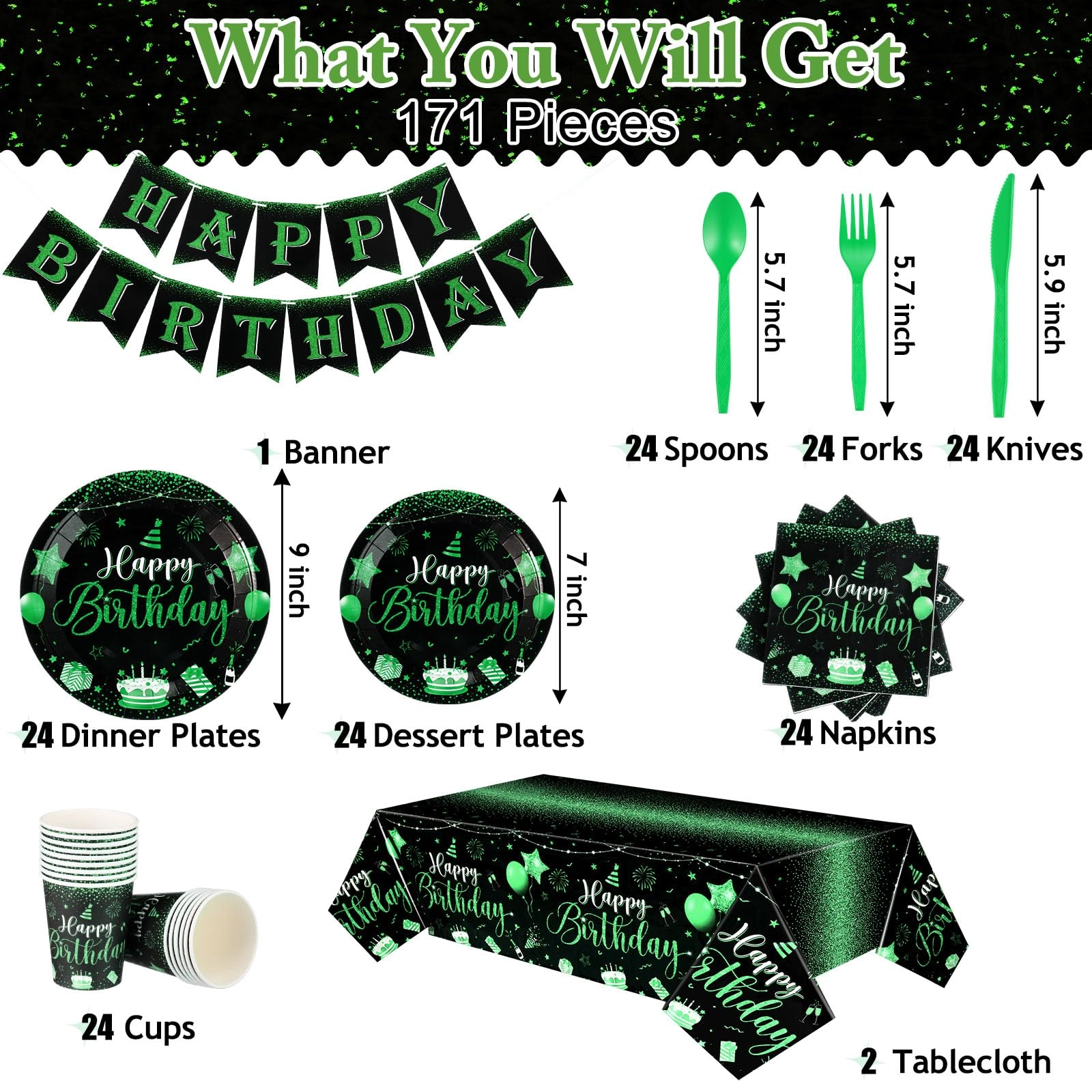 171 Pcs Happy Birthday Party Supplies