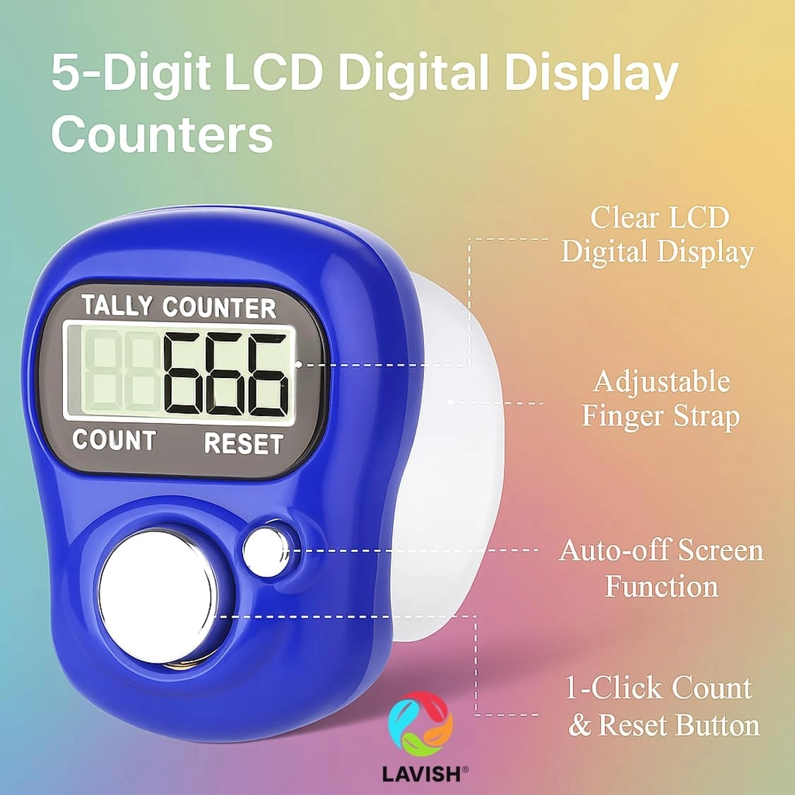 Digital Tasbeeh Finger Counter - Pack of 24 5-Digit LED
