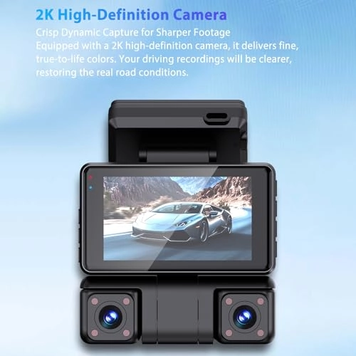 360 Degree Dash Cam - Front Camera 2K Left/Right/Rear Cameras 1080P